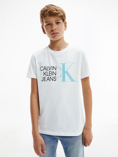 Calvin Klein Ruhák HU039053 | Calvin Klein Organic Cotton Logo Fiu Póló Világos Fehér